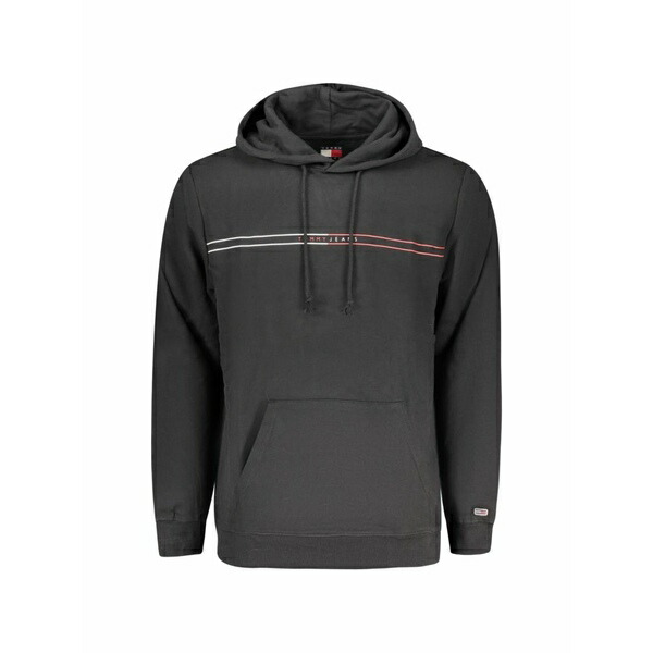 トミーヒルフィガー メンズ パーカー・スウェットシャツ アウター Logo-print drawstring hoodie Black|asty