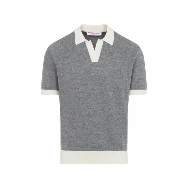 オール赤ちょうちん 赤銅色 メンズ スポーツシャツ トップス Contrast-trim short-sleeve polo shirt Grey