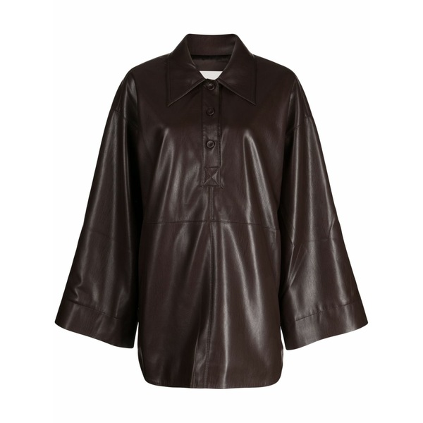 ナヌーシュカ レディース スポーツシャツ トップス Clarice faux leather polo shirt Brown