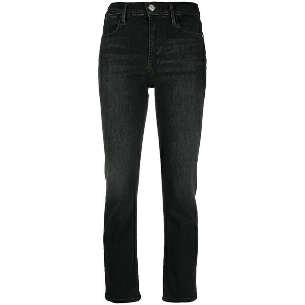 フレーム レディース デニムパンツ ボトムス Cropped straight-leg jeans Black
