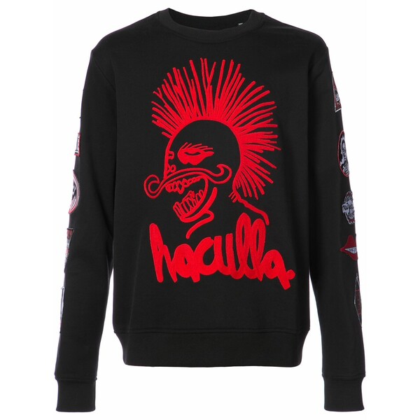 ハクーラ メンズ パーカー・スウェットシャツ アウター Patch print sweatshirt Black|asty