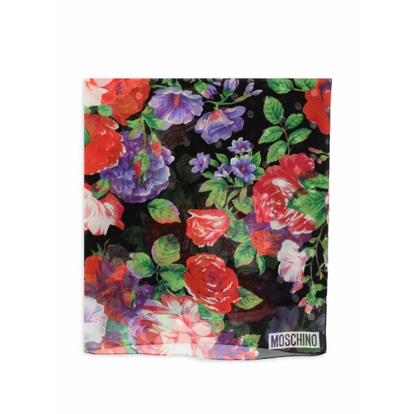 モスキーノ レディース えり巻き・袈裟・えり巻き 付属品 Floral-print silk scarf Black