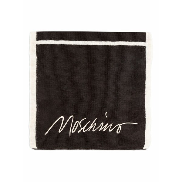 モスキーノ メンズ えり巻き・袈裟・えり巻き 付属物 Embroidered striped wool-blend scarf Brown