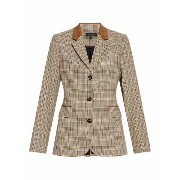 ラグアンドボーン レディース 上衣＆上衣 アウター Checked suede-trimmed jacket Neutrals