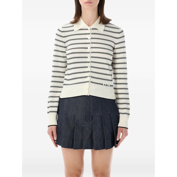 アーペーセー レディース カーディガン アウター Striped-pattern cardigan White｜asty