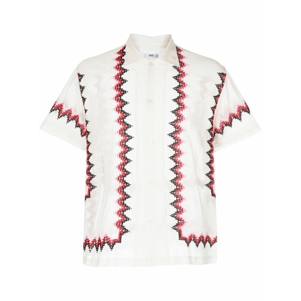 ボーディ メンズ シャツ トップス Zigzag-embroidered shirt White｜asty