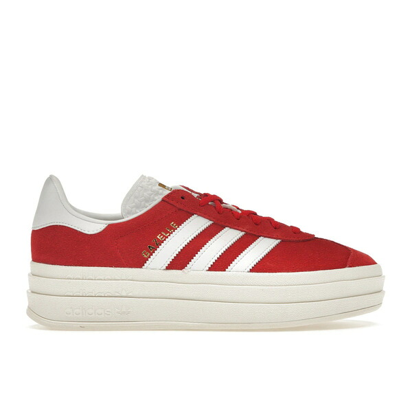 adidas アディダス レディース スニーカー 【adidas Gazelle Bold Red Cloud White (Women's)】 サイズ US_9.5(26.5cm) Red/Cloud White/Gold Metallic｜asty