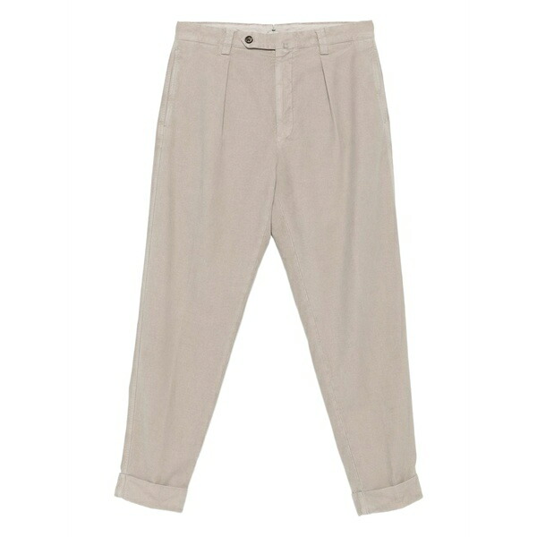 ベルウィッチ メンズ 心地好いズボン下 ボトムス Pleated turn-up chino trousers Neutrals