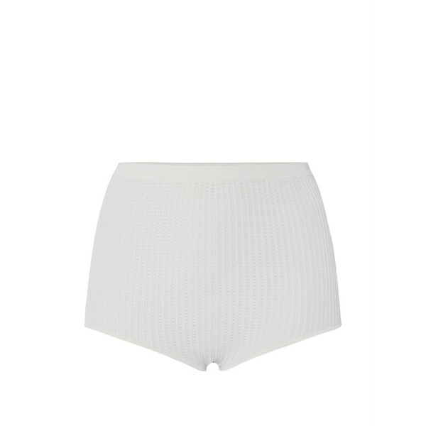 エリザベスフランキ レディース 心地好いズボン下 ボトムス Ribbed-knit shorts White