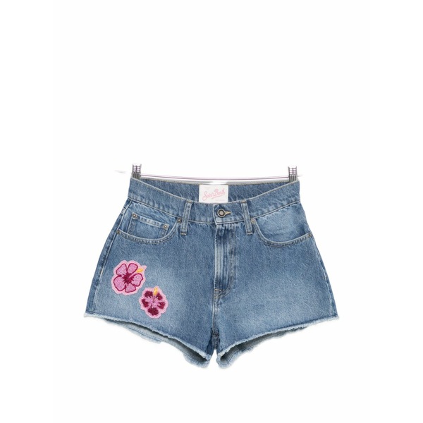エムシーツーセイントバース レディース 心地好いズボン下 ボトムス Musa hibiscus-patch shorts Blue