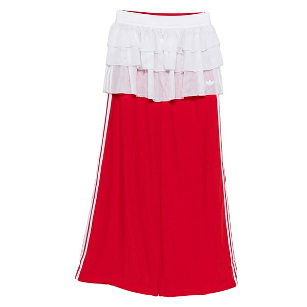 アディダス レディース 心地好いズボン下 ボトムス Layered striped trousers Red