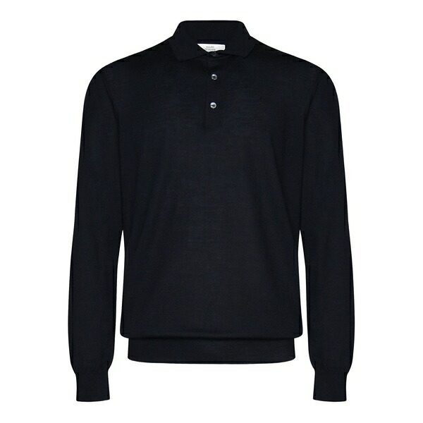 マウロ オッタヴィアーニ メンズ スポーツシャツ トップス Long-sleeve button polo shirt Black