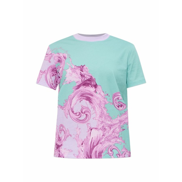 ベルサーチ レディース Tシャツ トップス Graphic crewneck t-shirt Blue|asty
