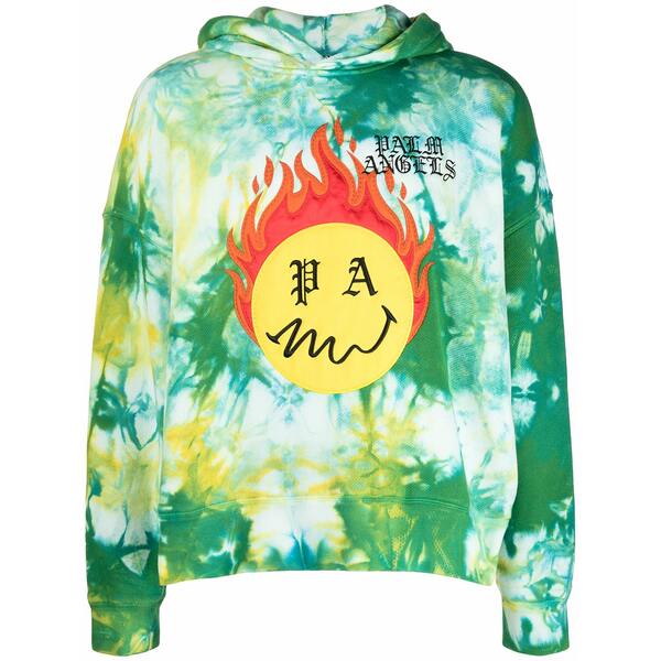 パーム・エンジェルス メンズ パーカー・スウェットシャツ アウター Burning head tie-dye hoodie Green