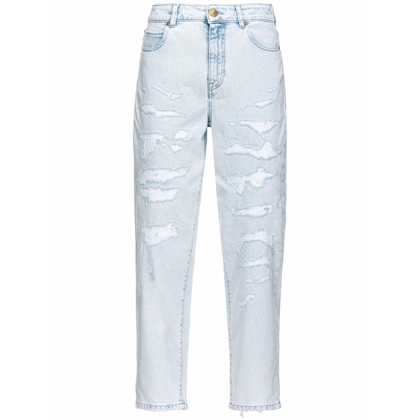 ピンコ レディース ジーンズズボン下 ボトムス Mid-rise straight-leg jeans Blue レディースファッション-パンツ
