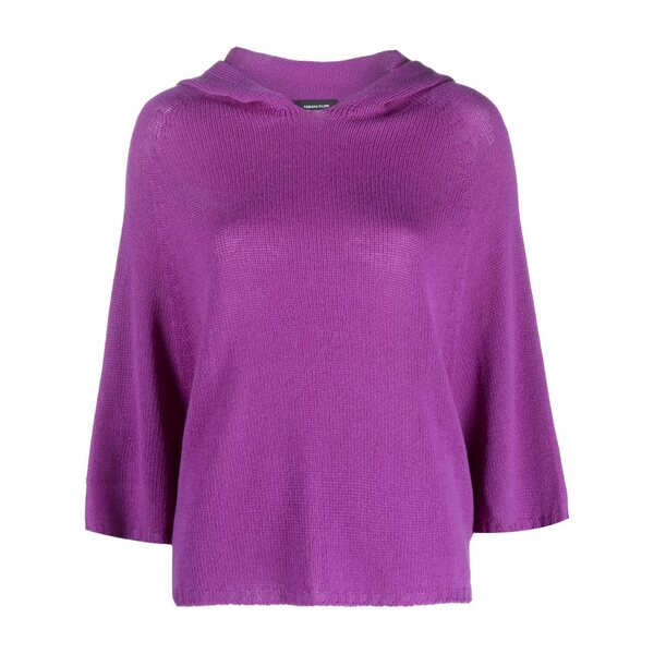 ファビアナ フィリッピ レディース 編み物\u0026プルオーバー アウター Three-quarter sleeved hooded jumper Purple