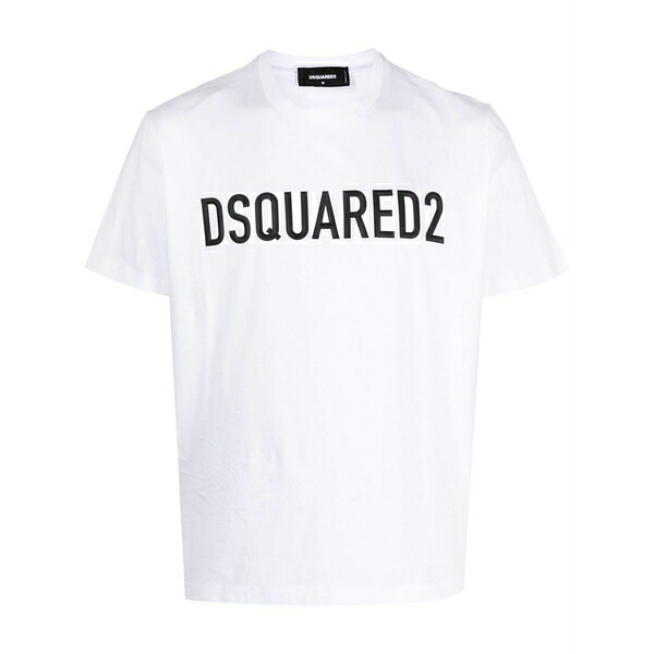 ディースクエアード メンズ プルオーバー トップス Logo-print cotton t-shirt White