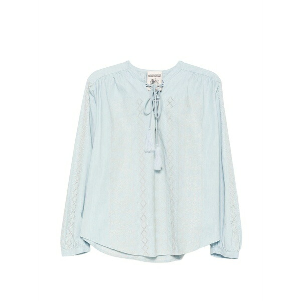 セミクチュール レディース シャツ トップス Zillah embroidered blouse Blue|asty