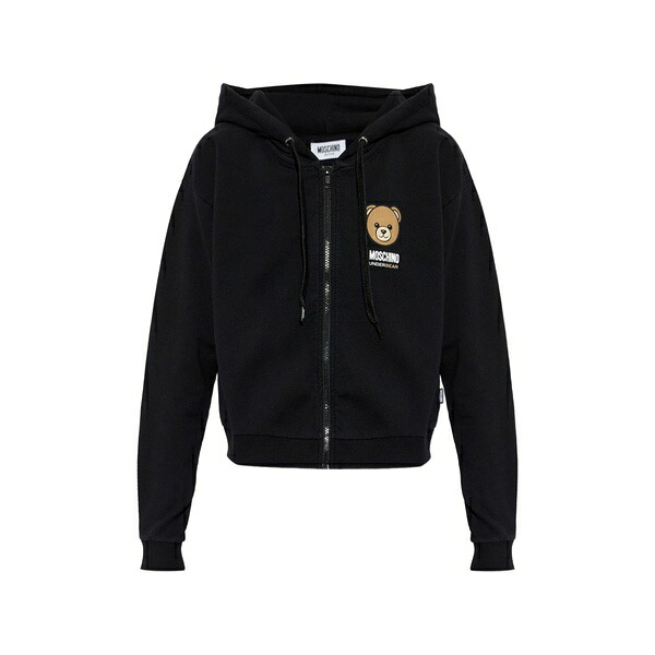 モスキーノ レディース パーカー・スウェットシャツ アウター Teddy bear logo hoodie Black