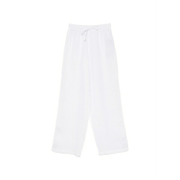 120%リノ レディース カジュアルパンツ ボトムス Drawstring wide-leg trousers White|asty