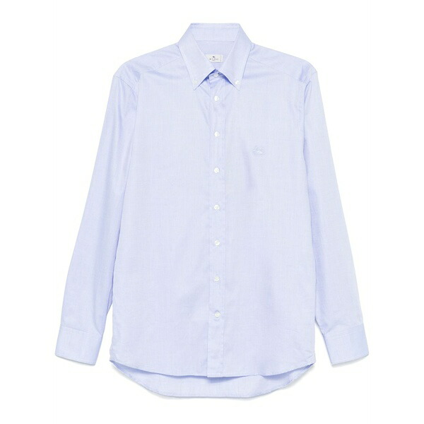 エトロ メンズ プルオーバー トップス Logo-embroidered button-down shirt Blue