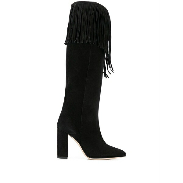 パリテキサス レディース ブーツ シューズ Fringed knee-high boots Black