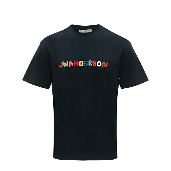 J.W.アンダーソン メンズ プルオーバー トップス Logo-embroidered cotton t-shirt Blue