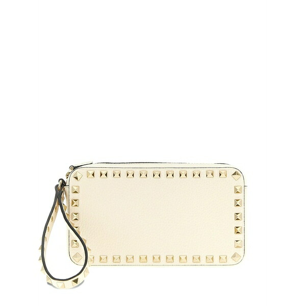 ヴァレンティノ ガラヴァーニ レディース クラッチペダル御徒面子 御徒面子 Ruckstud wrist-strap clutch bag   Neutrals