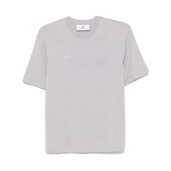 シアラフェラーニ レディース Tシャツ トップス Studded logo-detail t-shirt Purple｜asty