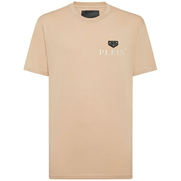 フィリッププレイン メンズ Tシャツ トップス Logo-print t-shirt Neutrals|asty