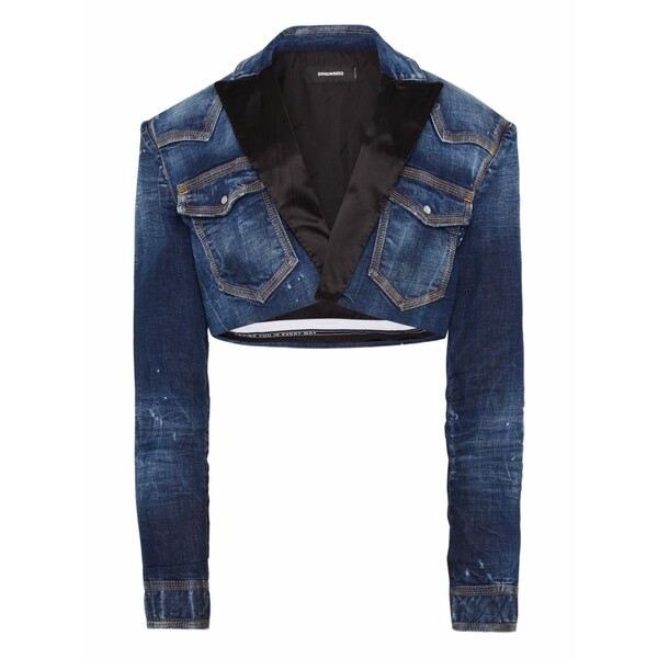 ディースクエアード レディース 上衣＆上衣 アウター Cropped denim jacket Blue