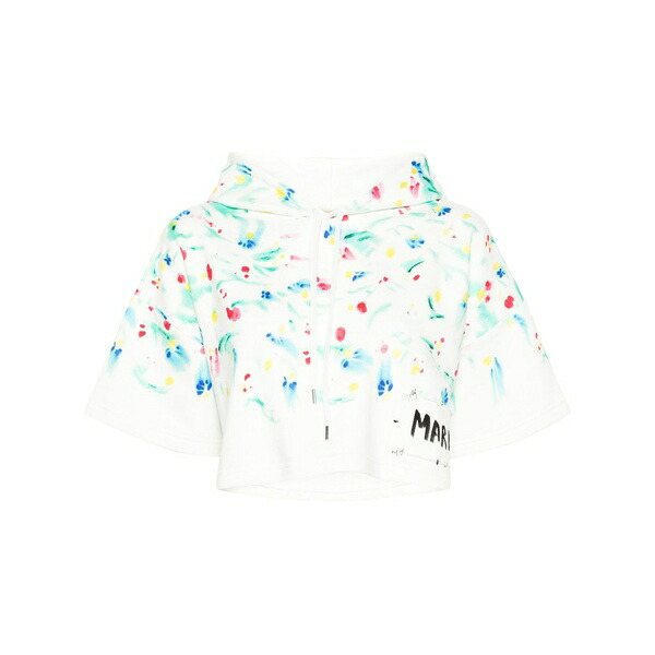マルニ レディース パーカー・スウェットシャツ アウター Floral-print cotton hoodie White