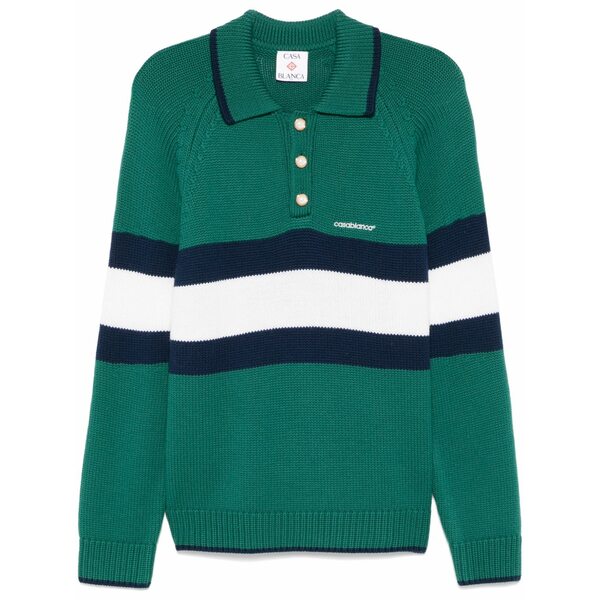 カサブランカ メンズ スポーツシャツ トップス Colourblock polo shirt Green