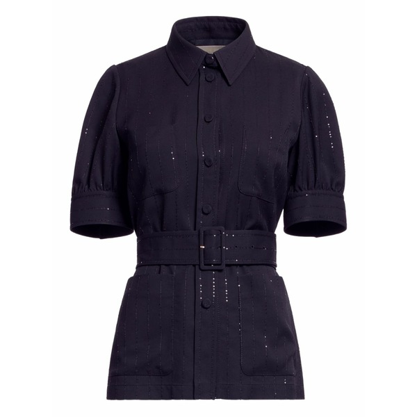 エリー 勤務 レディース ティーシャツ トップス Belted crepe shirt Black シャツ・ブラウス-トップス-レディースファッション