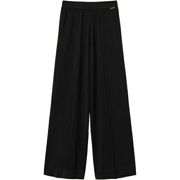 ツイン仕掛ける レディース 心地好いズボン下 ボトムス Pleat-detailing trousers  Black