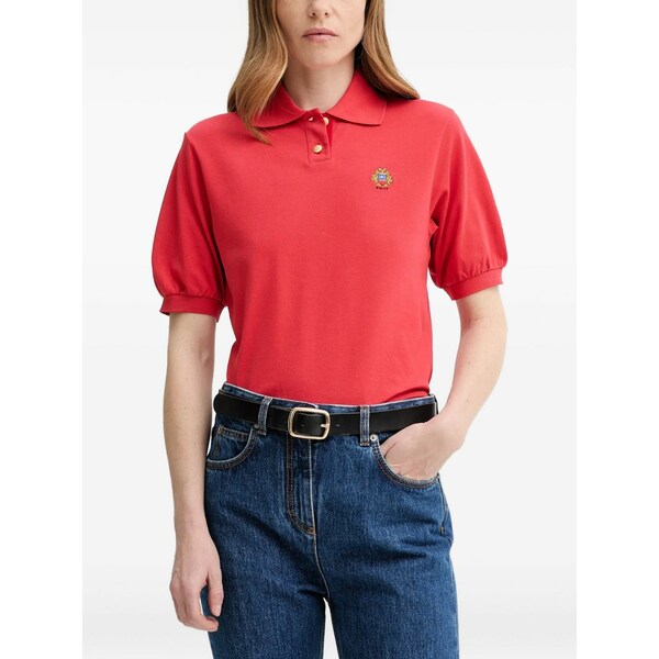 バリー レディース スポーツシャツ トップス Embroidered-logo puff-sleeve polo top Red