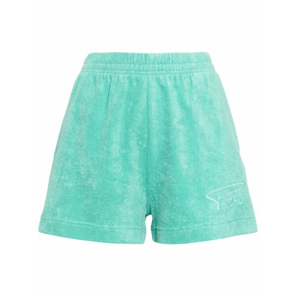 ジャンパトゥ レディース 心地好いズボン下 ボトムス Logo-embroidered terry shorts Green