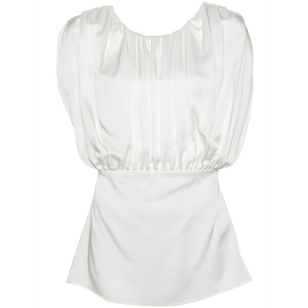 ジル・サンダー レディース ティーシャツ トップス Ruched-detailed sleeveless blouse White トップス-シャツ・ブラウス