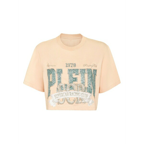 フィリップ飾り気のない レディース ティーシャツ トップス Vintage-print cropped t-shirt  Neutrals