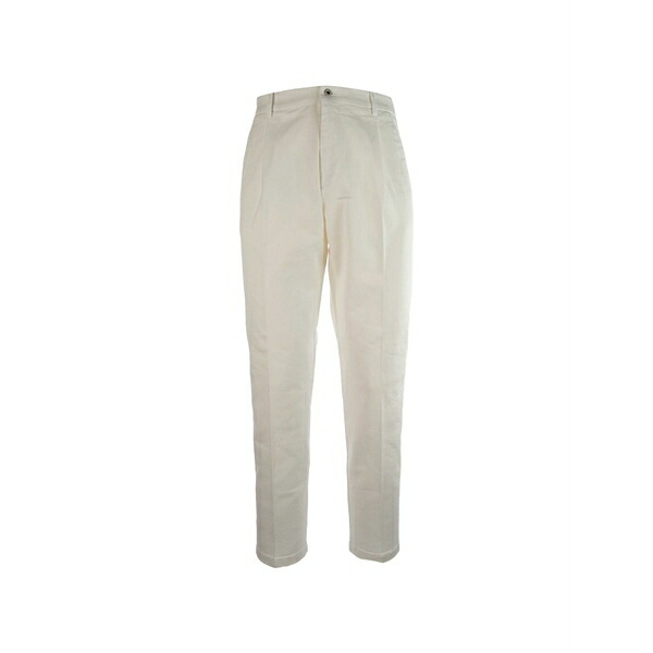 ペンス メンズ 心地好いズボン下 ボトムス Button-fastening pleated trousers White