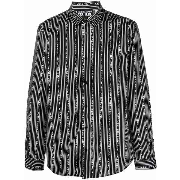 呼びりん探し回る メンズ プルオーバー トップス Logo-print striped shirt Black