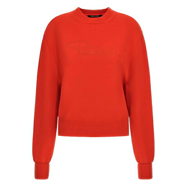 ロベルトカヴァリ レディース 編み物\u0026プルオーバー アウター Embroidered logo sweater Red