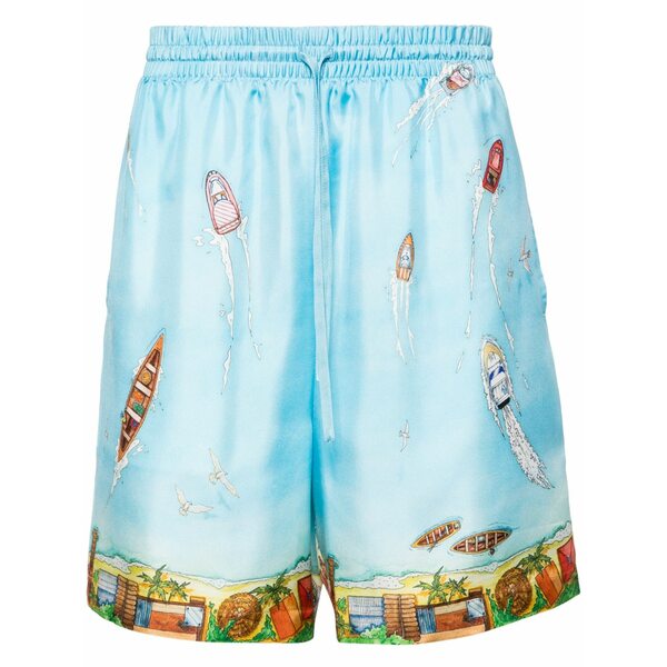 カサブランカ メンズ カジュアルパンツ ボトムス Maison sur piloti silk shorts Blue｜asty
