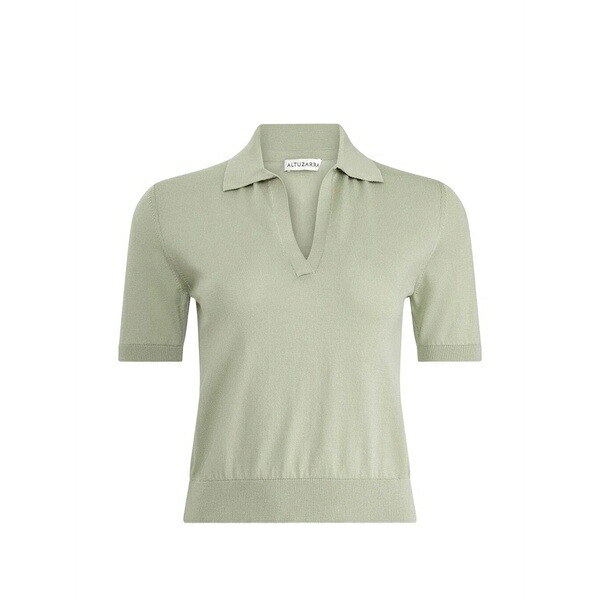 アルチュザラ レディース スポーツシャツ トップス Clay v-neck knitted polo top Green