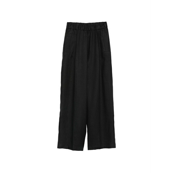 セミクチュール レディース 心地好いズボン下 ボトムス Elasticated-waist wide-leg trousers Black
