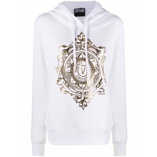 呼びりん探し回る レディース パーカー・スウェットシャツ アウター V-emblem cotton hoodie White