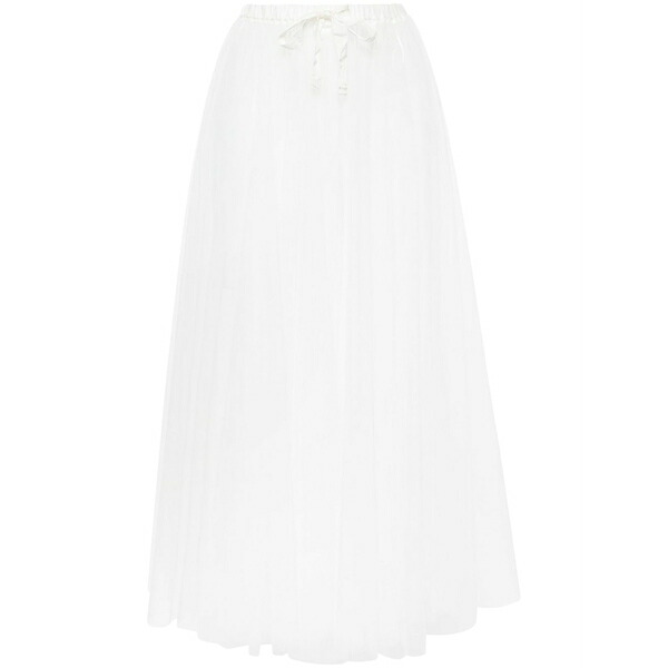 フォルテ フォルテ レディース スコート ボトムス Sheer tulle maxi skirt White スカート-レディースファッション-ボトムス