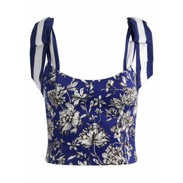 アリス アンド オリビア レディース プルオーバー トップス Blanca floral-print tie-shoulder top Blue