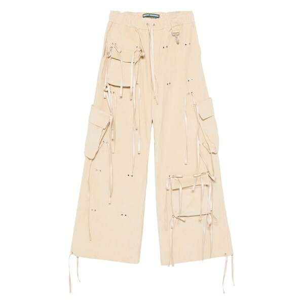 借り受ける クーパー メンズ 心地好いズボン下 ボトムス Corduroy wide-leg trousers Neutrals