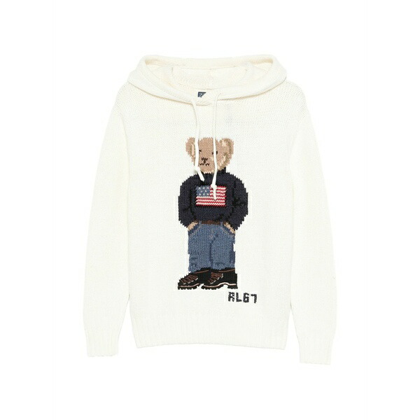 ラルフローレン レディース 編み物\u0026スウェーター アウター Bear hooded sweater White